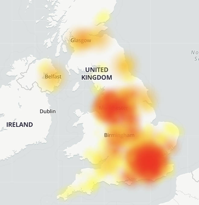 Down Detector showed there were problems being reported across the UK