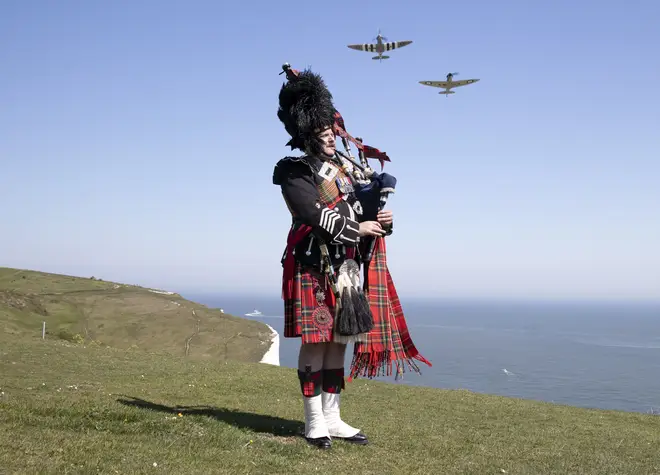 The two-minute silence was bookended by bagpipe players across the UK