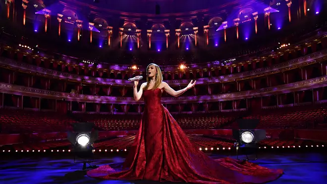 Katherine Jenkins performs during a behind-closed-doors concert commemorating VE Day at Royal Albert Hall