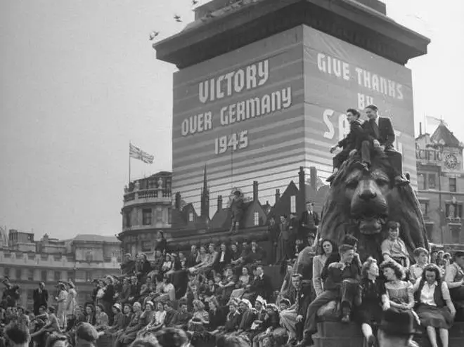 Victory over Germany celebrated at Trafalgar Square in 1945