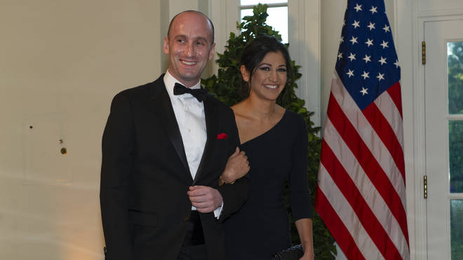 File photo: Katie Miller with husband Stephen, who works as an adviser to the President