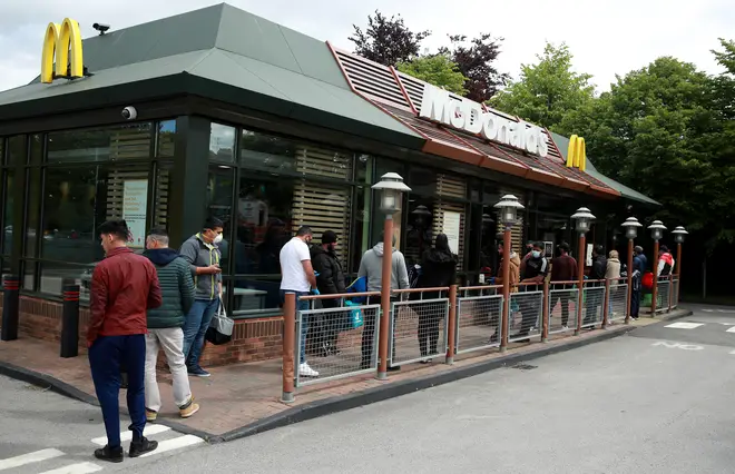 Long delivery driver queues were seen outside McDonald's Leagrave in Luton