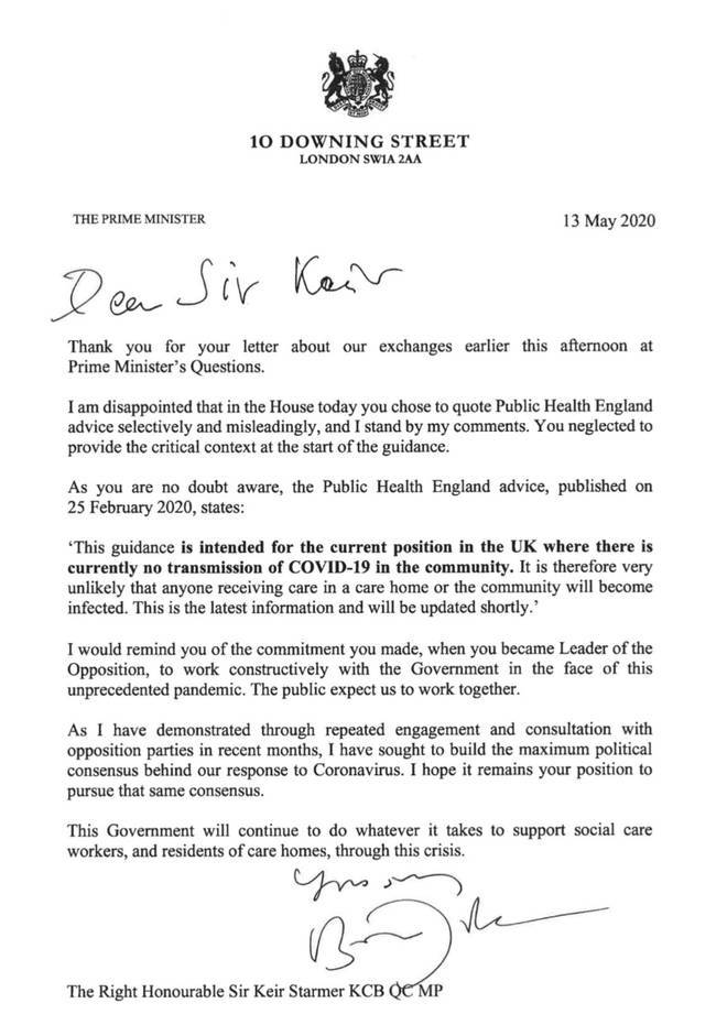 The Prime Minister's response to Sir Keir Starmer