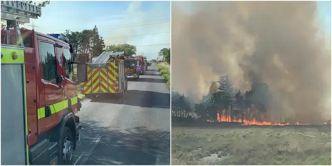 Firefighters are tackling a huge blaze in Dorset