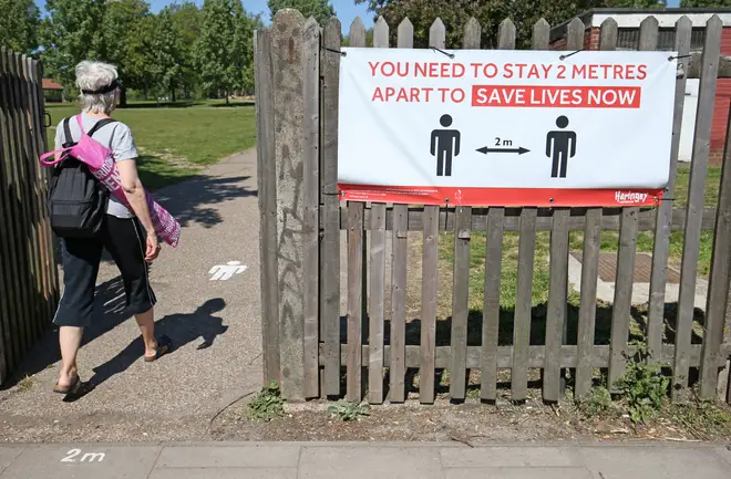 The government advises that people stay two metres apart