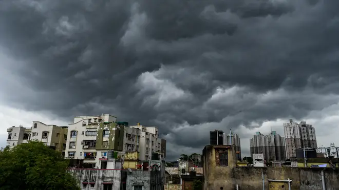 Storm clouds gathering over Kolkata, West Bengal, on Tuesday