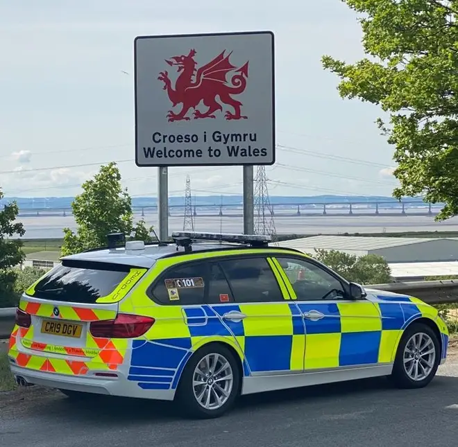 Police patrol the Welsh border