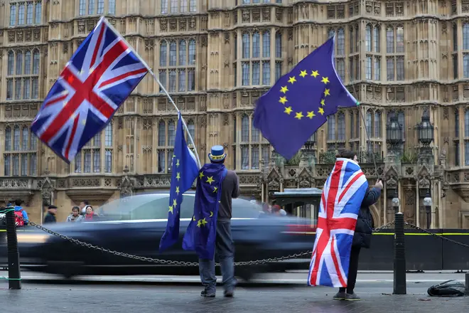 EU flags waved at parliament