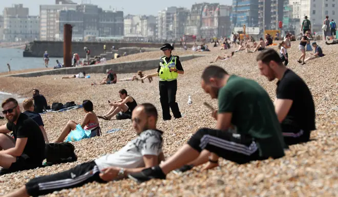 Police patrolling Brighton beach last weekend