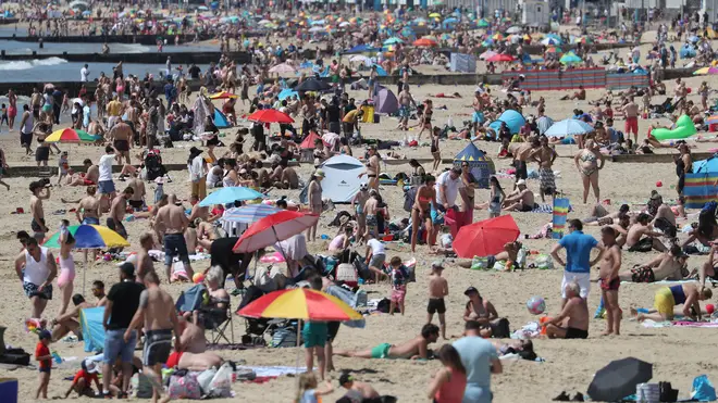 Bournemouth beach was packed amid the bank holiday sunshine