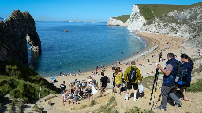 There have been complaints that some did not adhere to social distancing at Durdle Door in Dorset