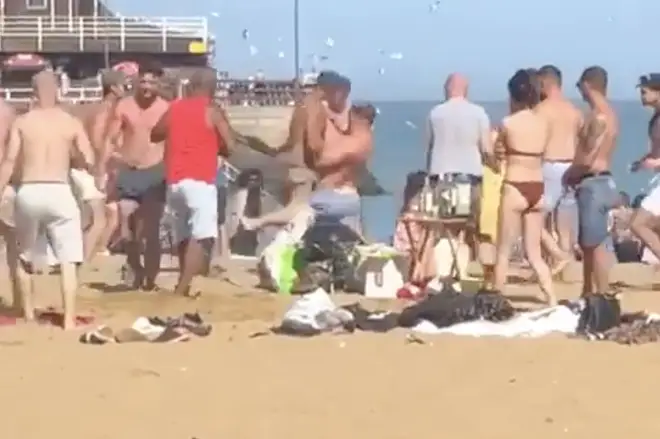 The fight broke out at Viking Bay near Broadstairs, Kent