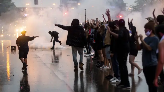 A small number of protesters turned volatile in a protest against the death of George Floyd