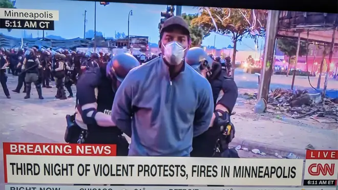 Police arrested Omar Jiminez as he tried to cover the protests in Minneapolis