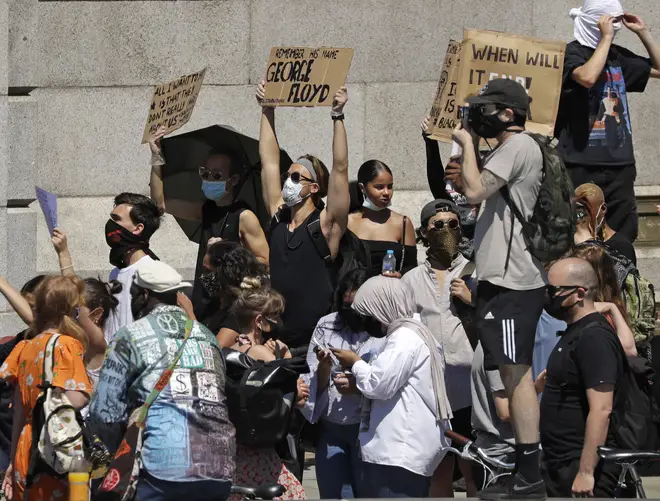 Many held placards