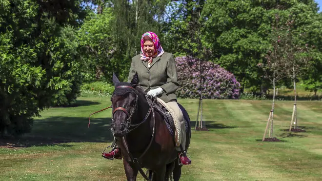 Queen Elizabeth II rides Balmoral Fern, a 14-year-old Fell Pony, in Windsor Home Park over the weekend.