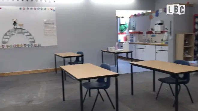 Desks have been put apart so pupils can adhere to social distancing
