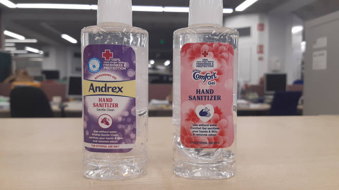 The teams also seized 8,000 fake hand sanitisers, branded Andrex and Comfort, at the airport