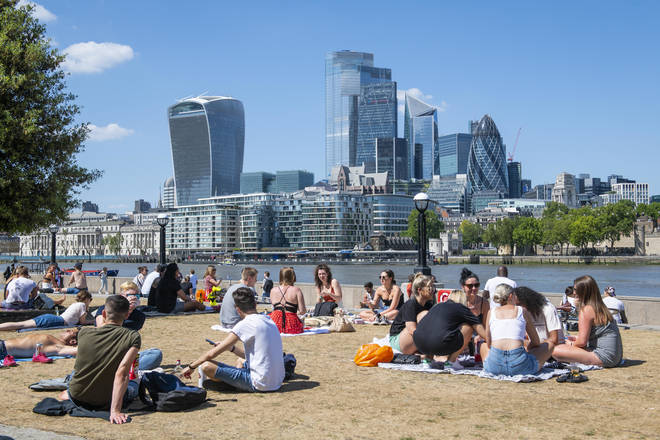 People enjoying the sun in London over the weekend