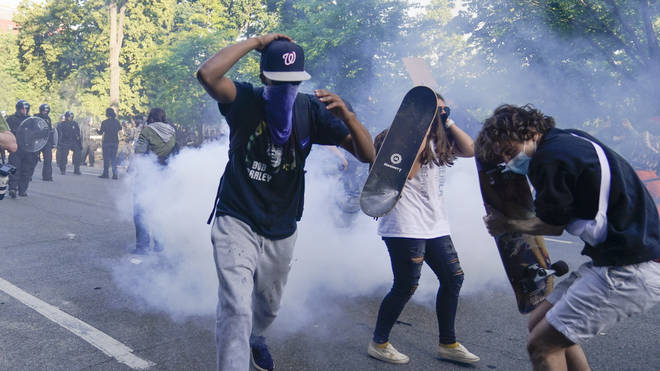 Protesters are targeted with tear gas