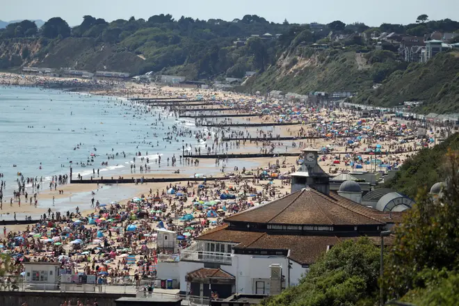 Bournemouth beach in Dorset was packed again despite social distancing measures still being in place