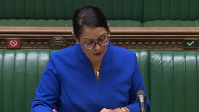 Home Secretary Priti Patel giving a statement in the House of Commons
