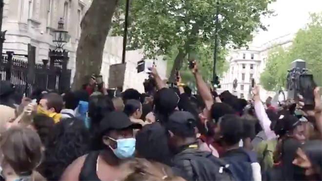 Protesters clashed with police near No10