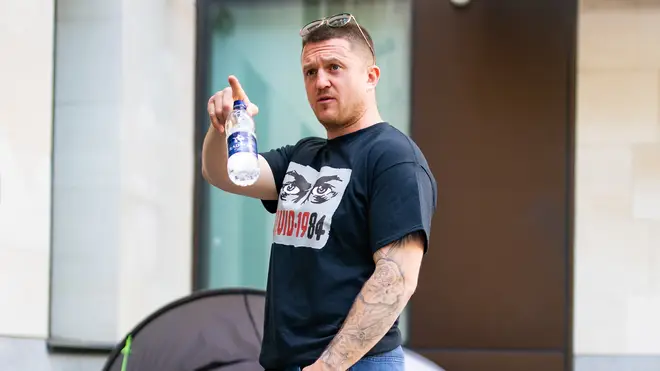 Tommy Robinson is being questioned along with three other men after an incident in Cumbria