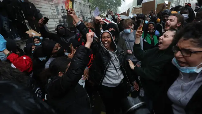 Black Lives Matter protesters in London yesterday