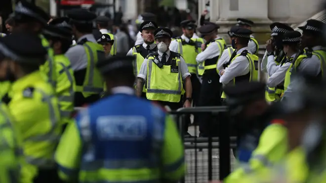 Police at Downing Street were confronted by protesters for a second evening running