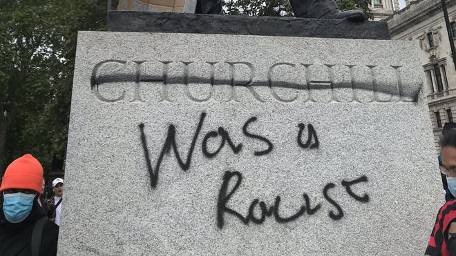 The Winston Churchill statue on Parliament Square was vandalised
