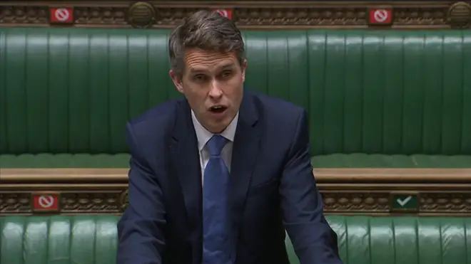 Education Secretary Gavin Williamson was speaking in the Commons on Tuesday