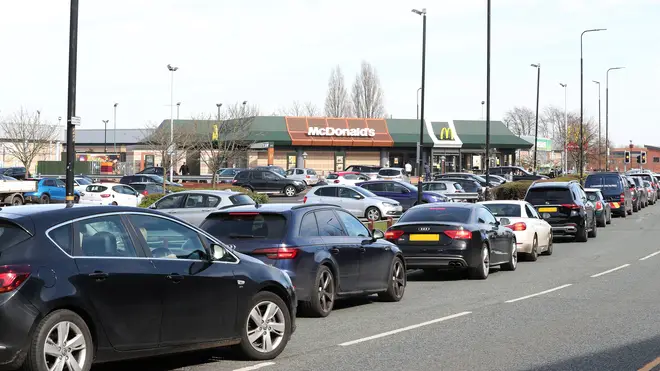 Drive-thrus around the country have opened causing huge traffic queues