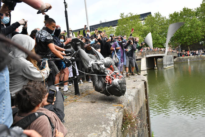 The statue was tossed into the river by Black Lives Matter protesters