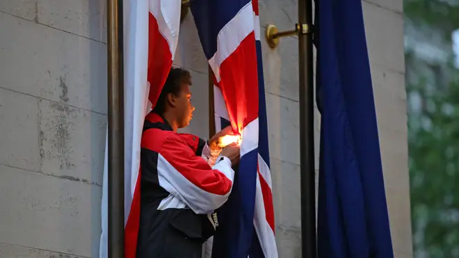 One protester attempted to set file to a flag on the Cenotaph