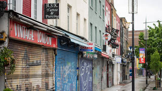 Shops and businesses were forced to close
