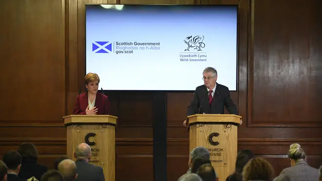 Nicola Sturgeon (left) and Mark Drakeford (right) have written a joint letter to the prime minister encouraging an extension to the transition period