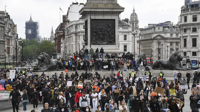 Hundreds once again gathered in central London again today