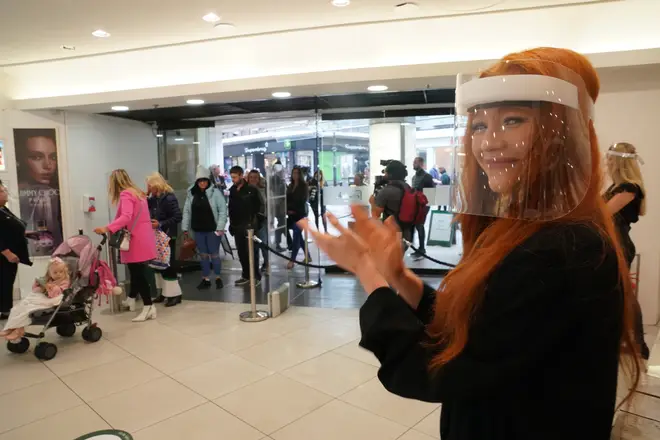 Staff at Fenwicks in Newcastle were given visors to wear