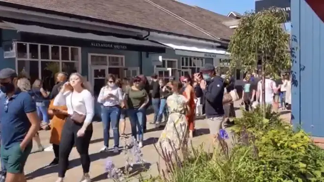 Hundreds of shoppers visited Bicester Village upon reopening