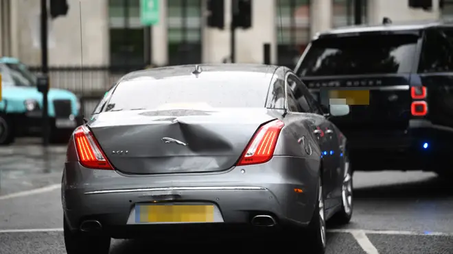 The PM's vehicle was involved in a minor shunt outside parliament