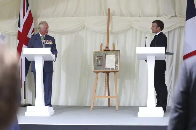 Prince Charles and Emmanuel Macron spoke at a ceremony awarding London the Legion D'Honneur