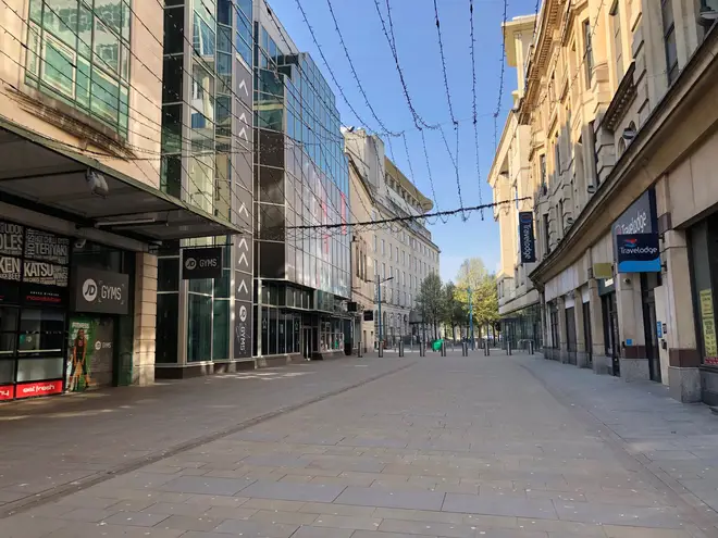 Closed shops in Cardiff the day after Prime Minister Boris Johnson put the UK in lockdown