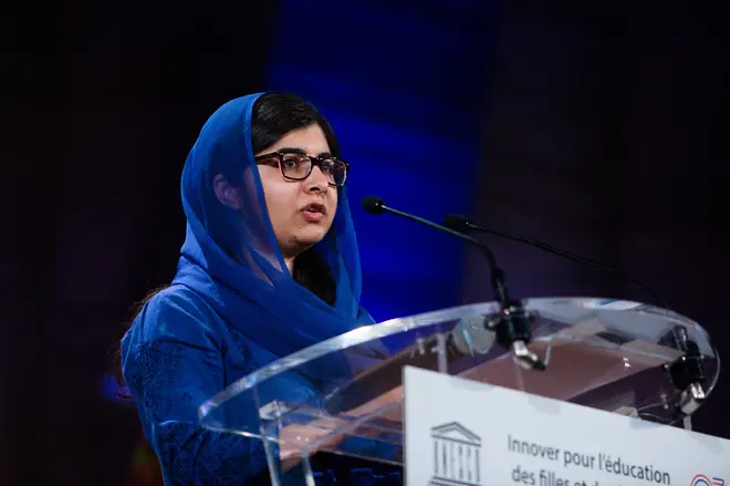 Malala Yousafzai delivers a speech at the Education and development G7 ministers Summit