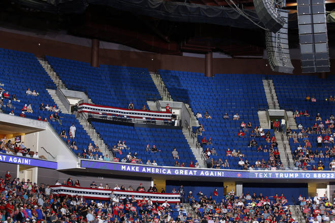The president failed to fill the 19,000 seat arena