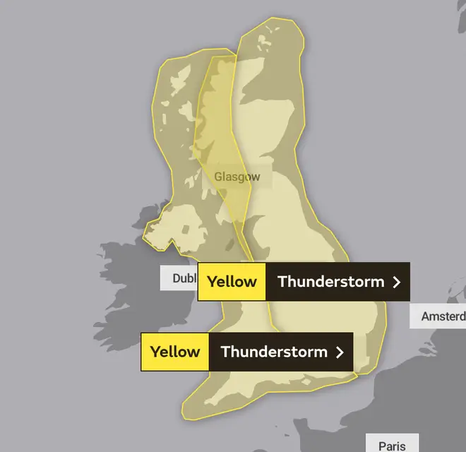 Yellow weather warnings will blanket the country