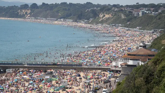 The whole of Bournemouth beach was teeming with people