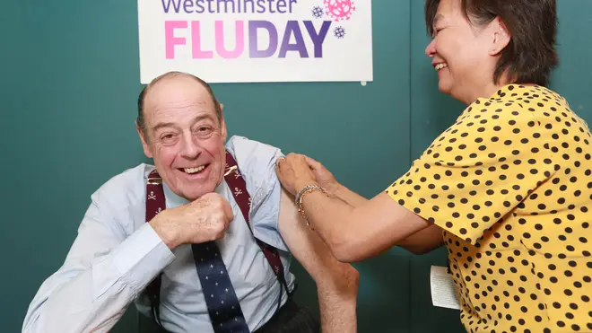 Nicholas Soames MP gets his flu jab