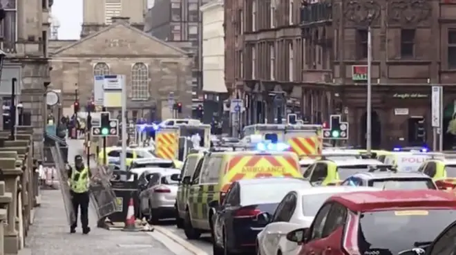 There's a huge police presence on West George Street in Glasgow