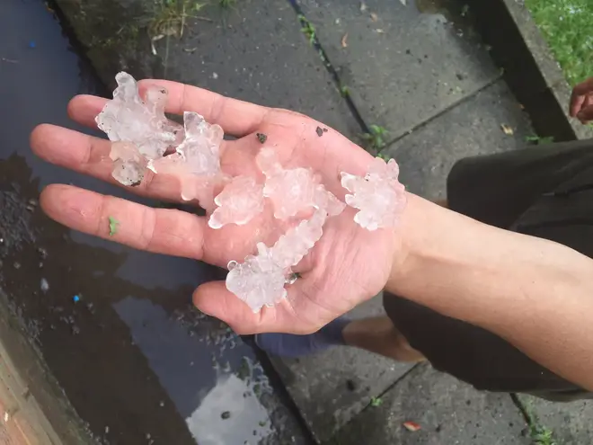 Huge hail stones fell in Sheffield